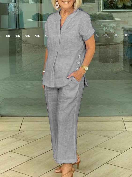 Short-sleeve Top And Pants Casual Two-piece Set