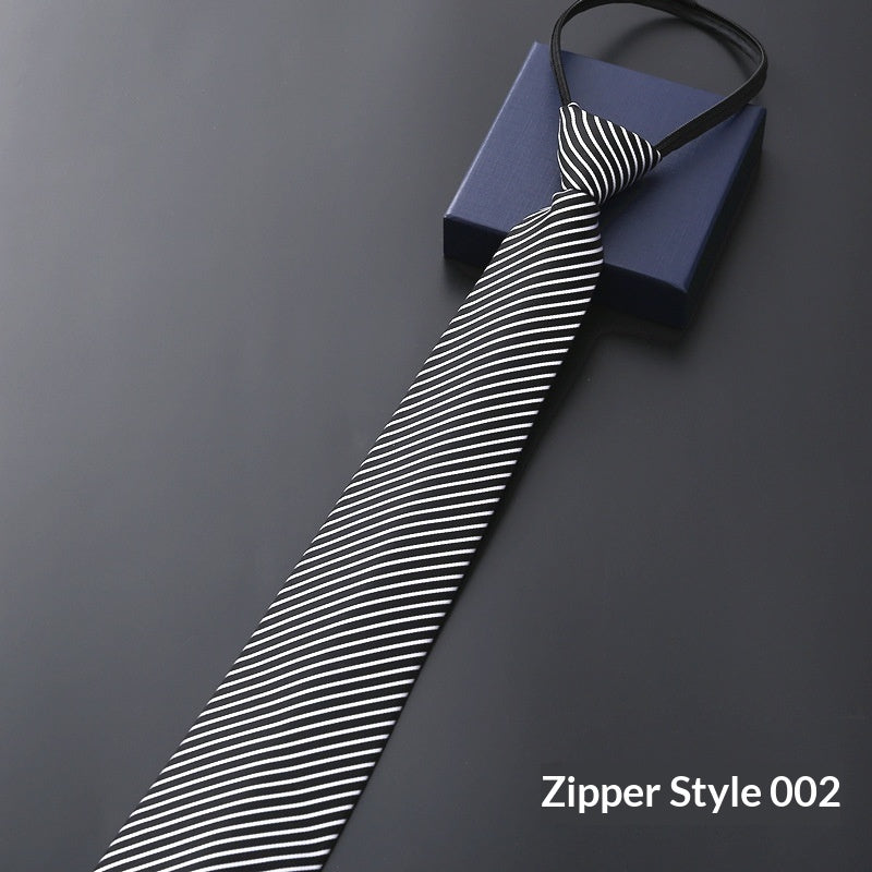 Mens Formal Zipper Tie with Blue Stripes for Business Attire - Neon North Clothing