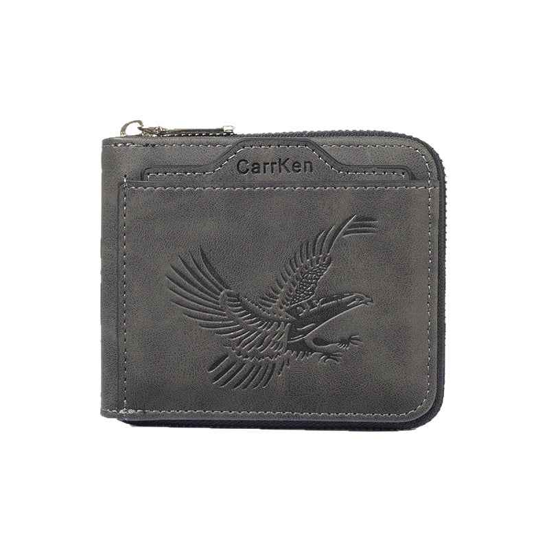 Short Retro Embossed Wallet for Men - Horizontal Design