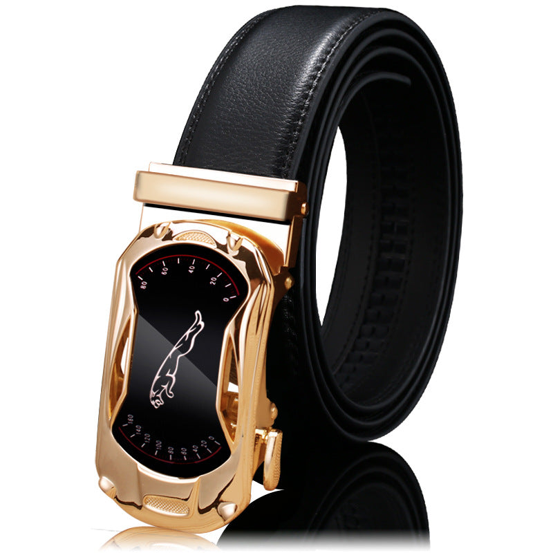 Mens Leather Belt Automatic Buckle - Genuine Leather for Comfort and Style - Neon North Clothing