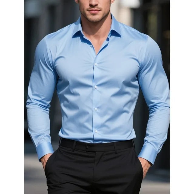 Artificial Silk Men's Casual Shirt - Solid Color Regular Fit Smart Casual Wear