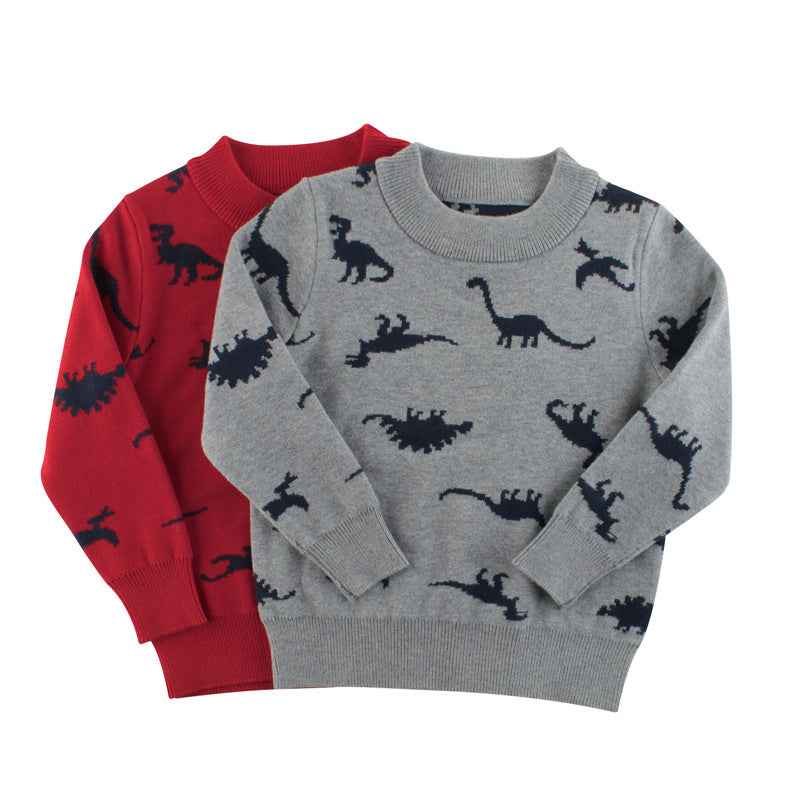 Cozy Knit Dinosaur Print Pullover for Ultimate Comfort