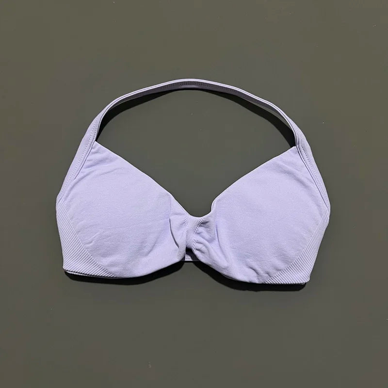 Strappy Backless Yoga Gym Bra with Push-up Removable Cups - Neon North Clothing