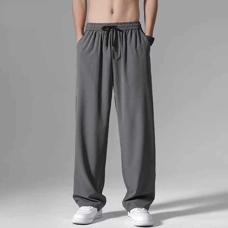 Ice Silk Summer Pants for Men - Thin Quick-Drying Wide-Leg Sweatpants