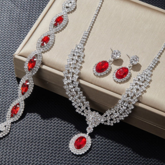 Elegant Luxury Sapphire Jewelry Set: Necklace, Earrings, and Bracelet