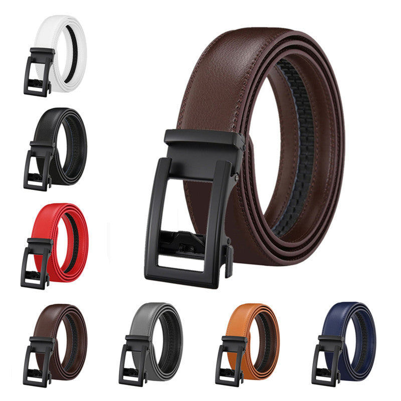 Men's Leather Automatic Belt with Hollow Multi-Color Two-Layer Cowhide Buckle - Neon North Clothing