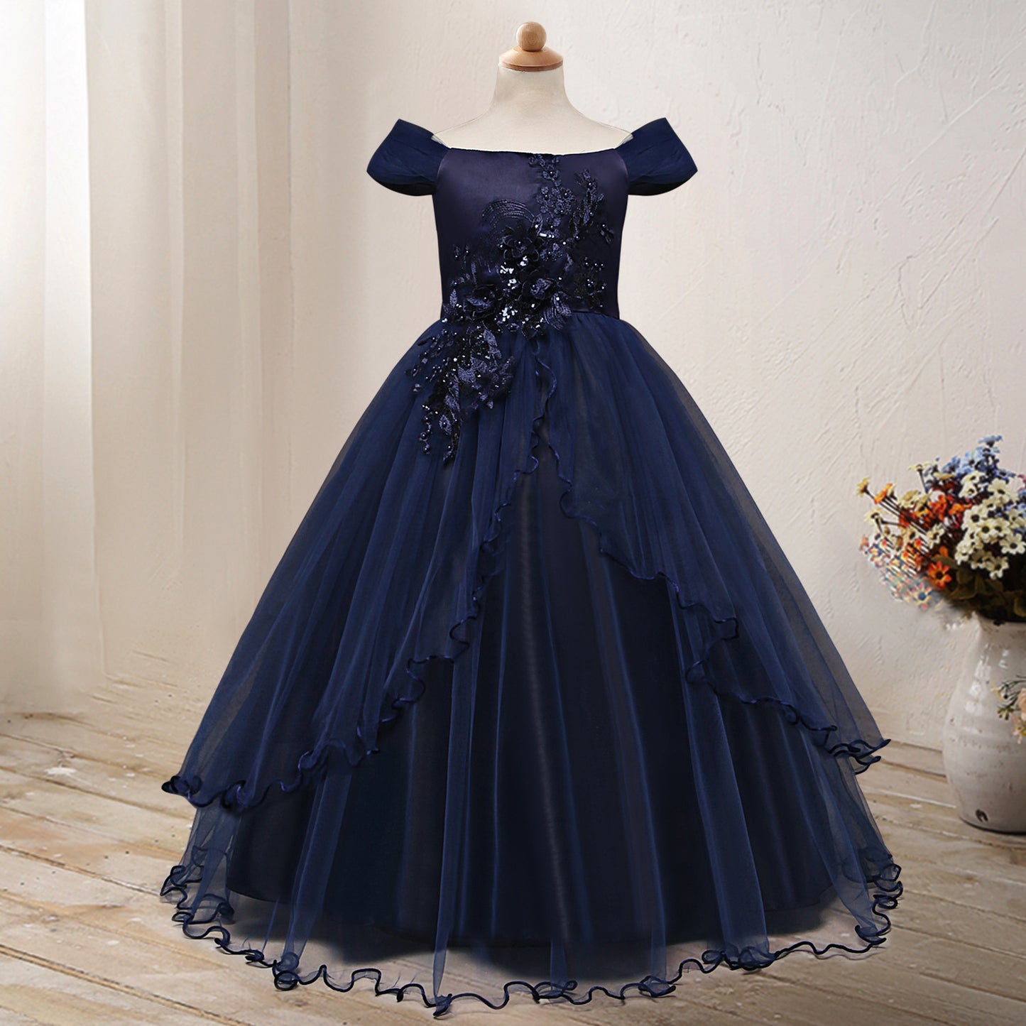 One-shoulder Flower Dress for Princesses