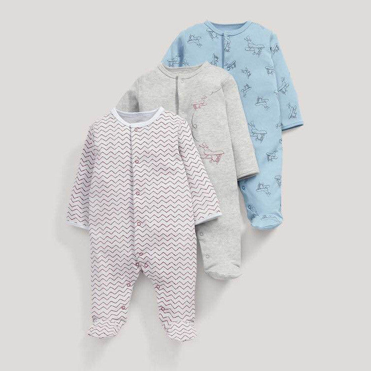 Conjunto de 3 bodys de algodón para bebé recién nacido
