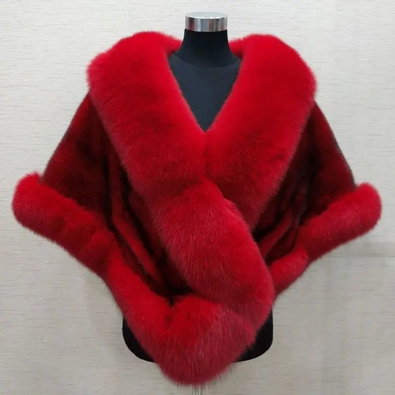Luxury Fur Poncho Fluffy Shawl Fur Plush Cape Coat - Neon North Clothing
