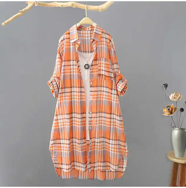 Plaid Elegant Shirt Style Blouse - Neon North Clothing