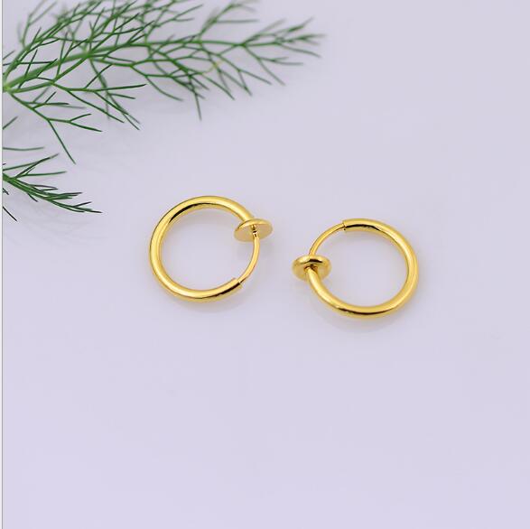 1 Pair 13mm Punk Goth False Hoop Earrings Septum Clip on Boby Nose Lip Ear Fake Piercing Rings Stud - Neon North Clothing