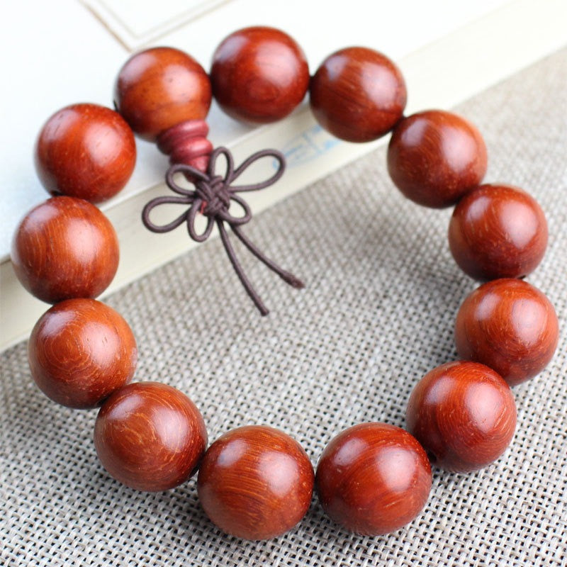 Red Pear Wood Bracelet with 108 Buddhist Bead Sandalwood Bracelet - Neon North Clothing