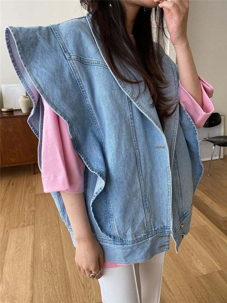 Waistcoat Denim Jacket with Pockets - Stylish Jeans Top for Every Occasion - Neon North Clothing