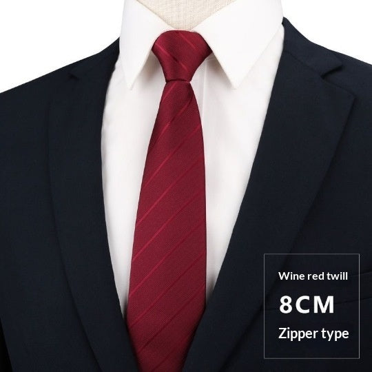 Mens Formal Zipper Tie with Blue Stripes for Business Attire - Neon North Clothing