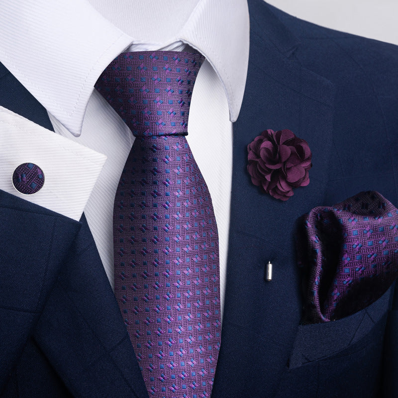 Men's Tie and Pocket Square Set with Pin - 2 Piece Suit Combo - Neon North Clothing