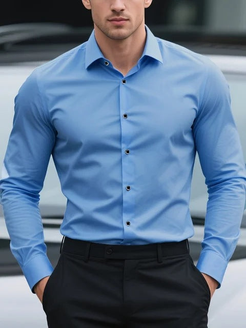 Artificial Silk Men's Casual Shirt - Solid Color Regular Fit Smart Casual Wear