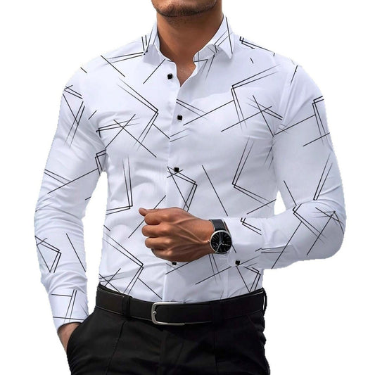 Mens Digital-Print Slim Fit Shirt for Effortless Casual Style