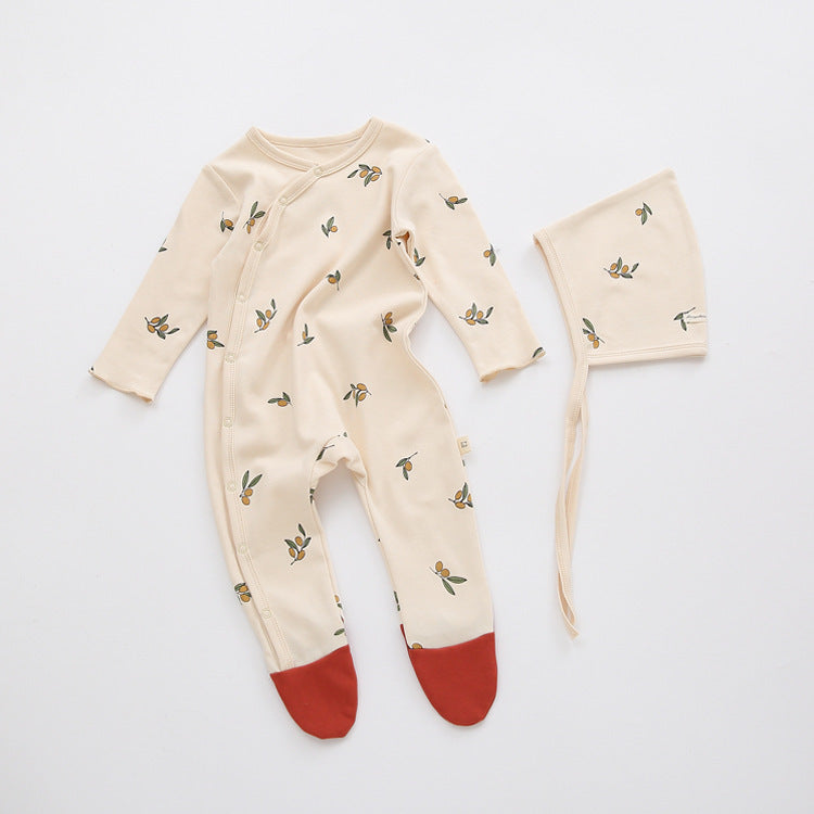 100% Cotton Printed Onesie with Hat - Adorable 2-Piece Set for Babies