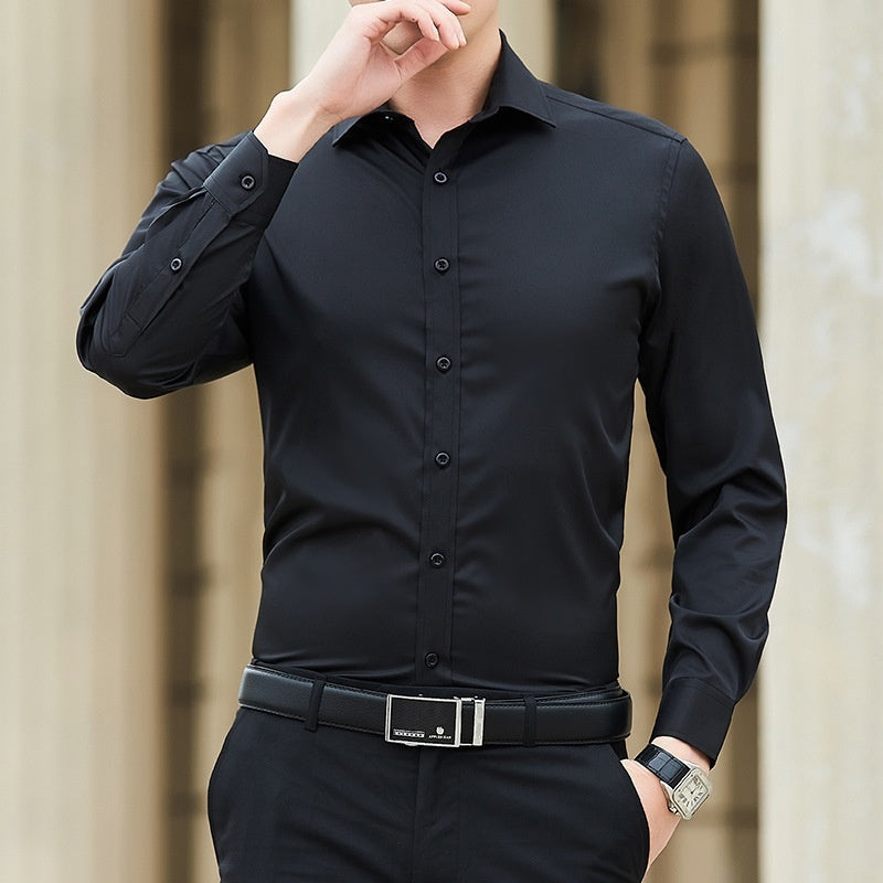 Men's Slim Fit Long-Sleeve Shirt in Solid Color