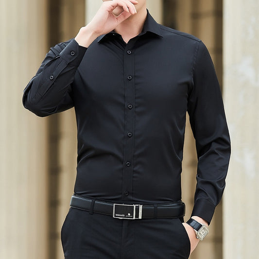 Men's Slim Fit Long-Sleeve Shirt in Solid Color