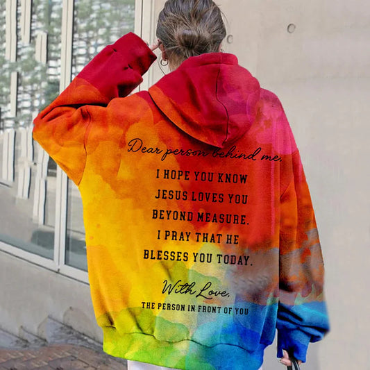 Drop Shoulder Rainbow Hoodie for a Vibrant and Stylish Look
