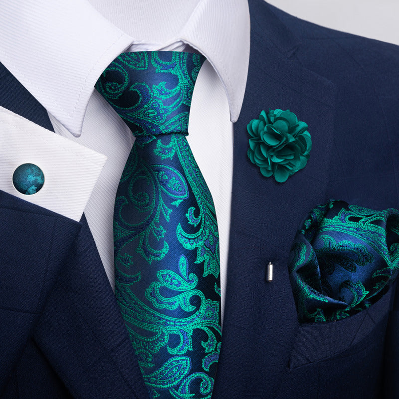 Men's Tie and Pocket Square Set with Pin - 2 Piece Suit Combo - Neon North Clothing