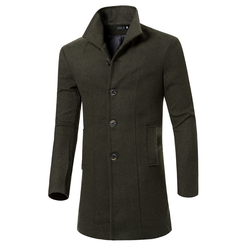 Men's Wool Trench Coat - Mid-Length Stylish Outerwear