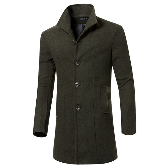 Men's Wool Trench Coat - Mid-Length Stylish Outerwear