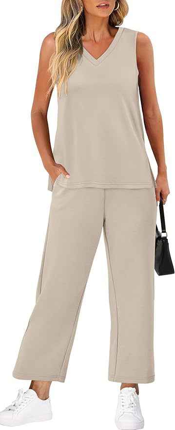 V-neck Vest and Pants Set for Effortless Casual Style