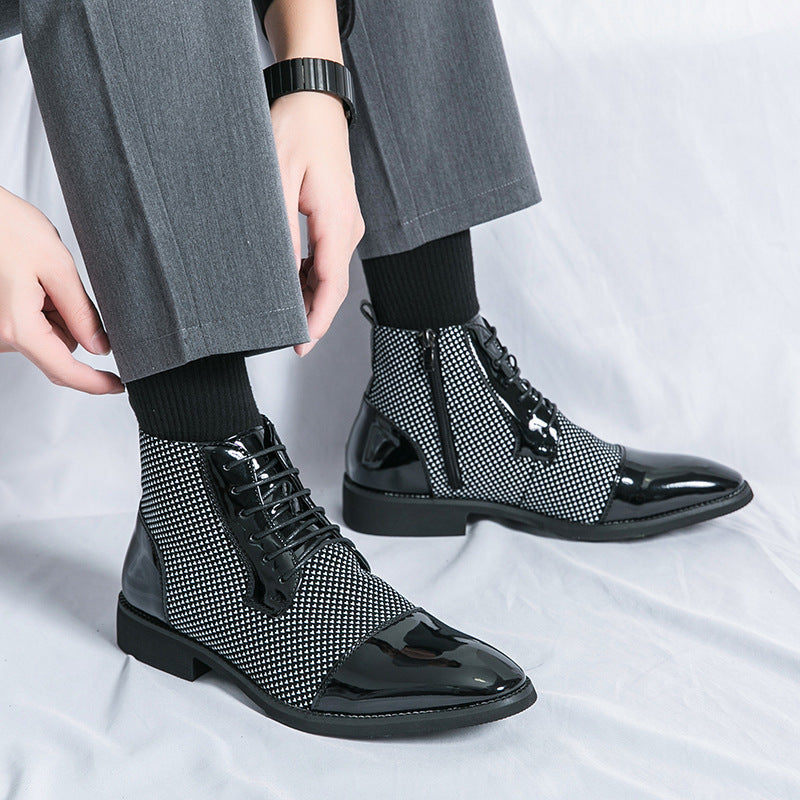 Men's Formal Leather Shoes with Side Zipper for Business Style