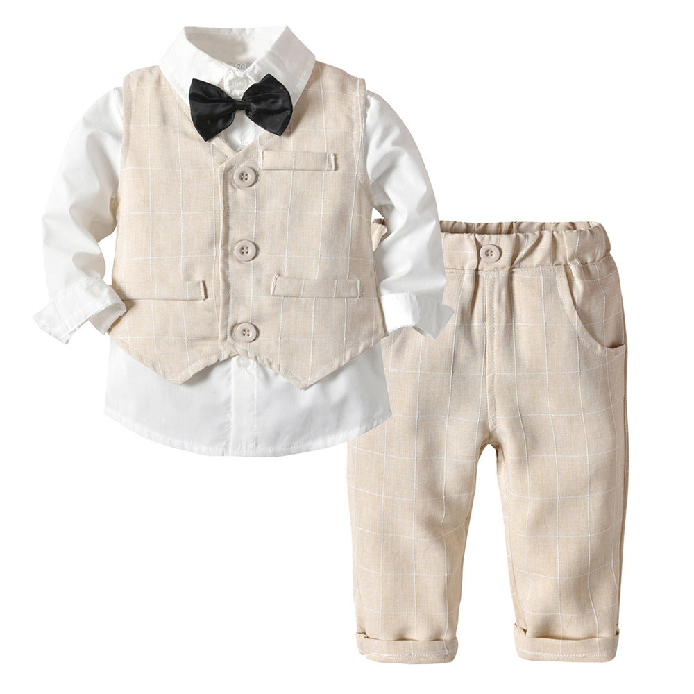 Boys Autumn Clothing Set - Three-Piece Cotton Suit for Children