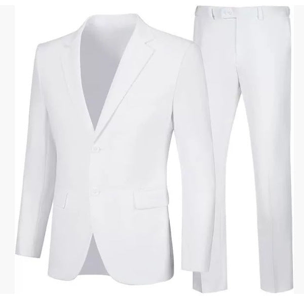 Solid Color Suit Jacket Pants Set for Men - Stylish and Versatile Outfit
