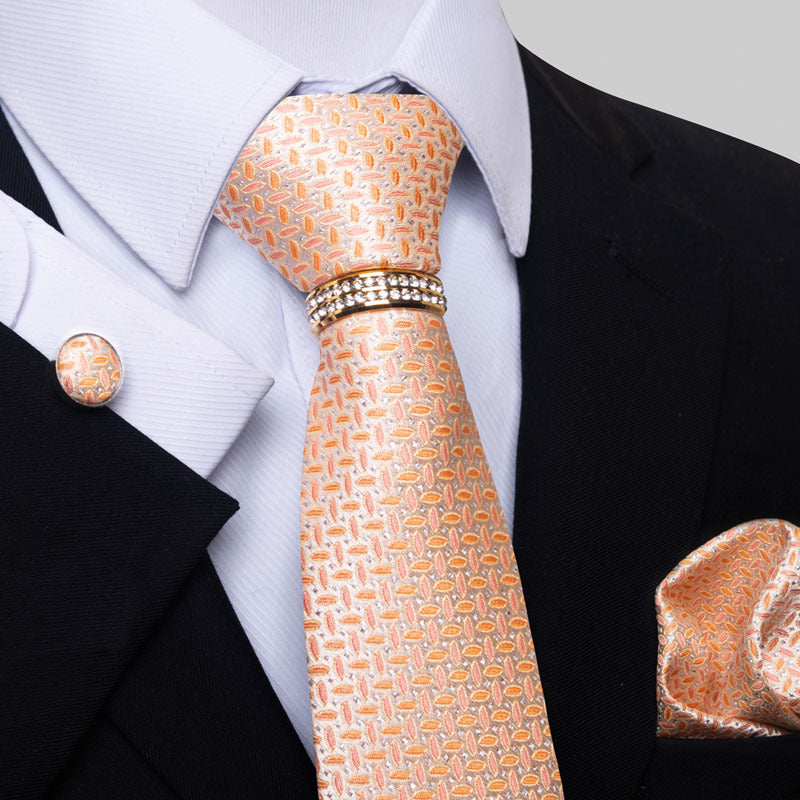 Multi Colored Striped Tie Set with Floral Design for Men - Neon North Clothing