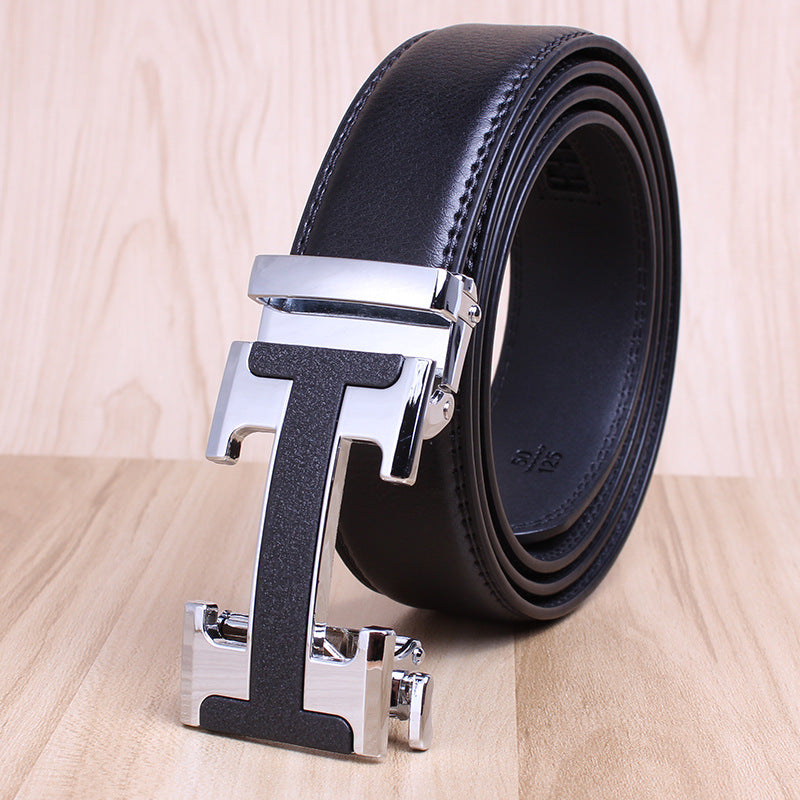 Mens Leather Belt Automatic Buckle - Genuine Leather for Comfort and Style - Neon North Clothing