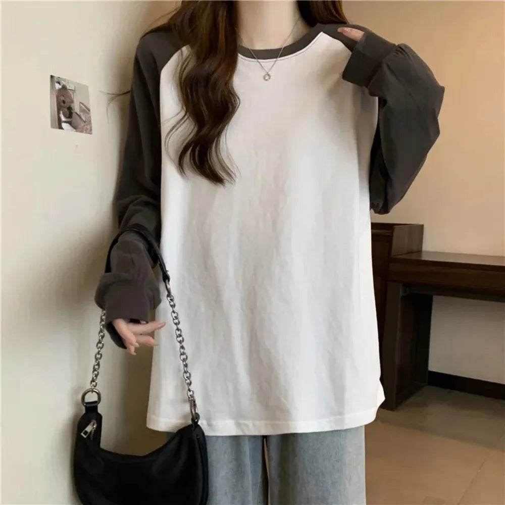 Women Patchwork Loose Fit Spliced T Shirt - Neon North Clothing