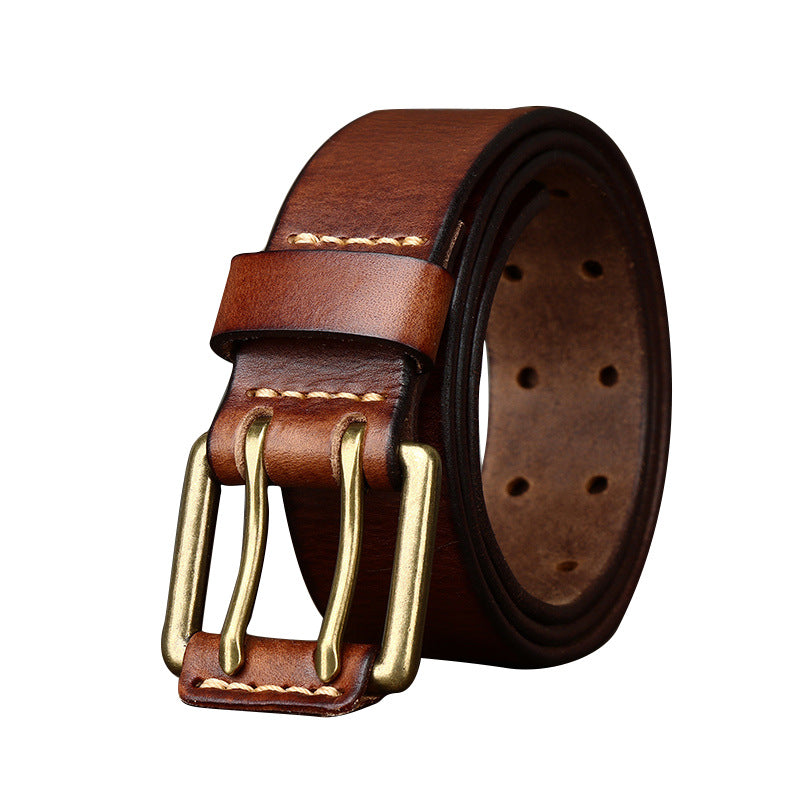 Men's Leather Belt Double Pin Buckle - Neon North Clothing