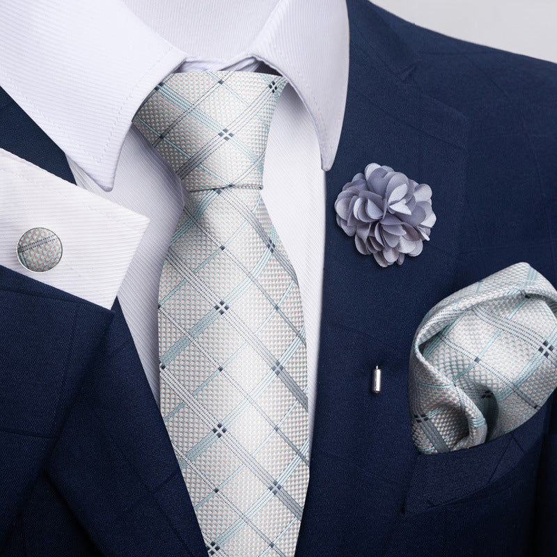 Men's Tie and Pocket Square Set with Pin - 2 Piece Suit Combo - Neon North Clothing