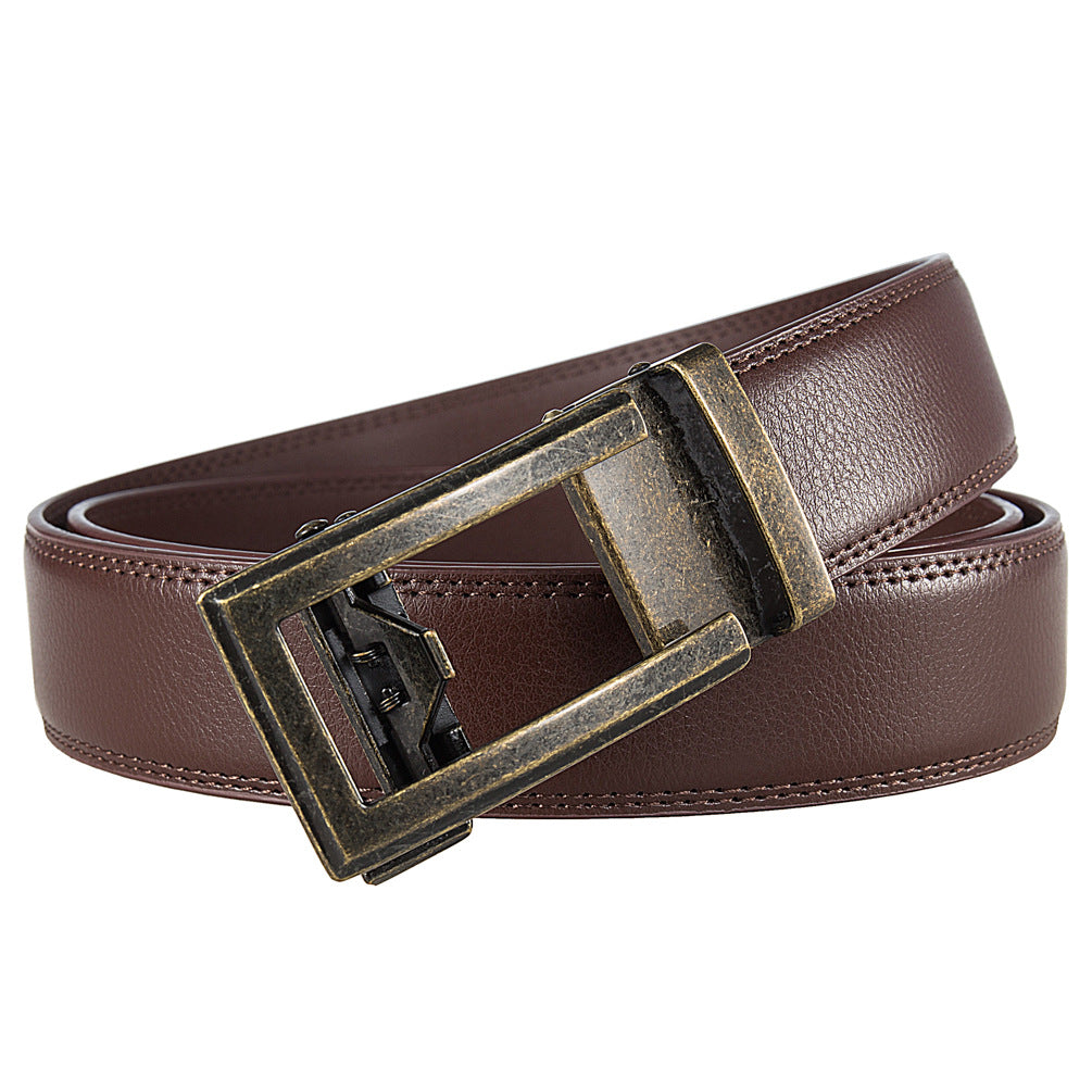 Antique Cowhide Leather Belt for Men - Casual Business Comfort Click Belt
