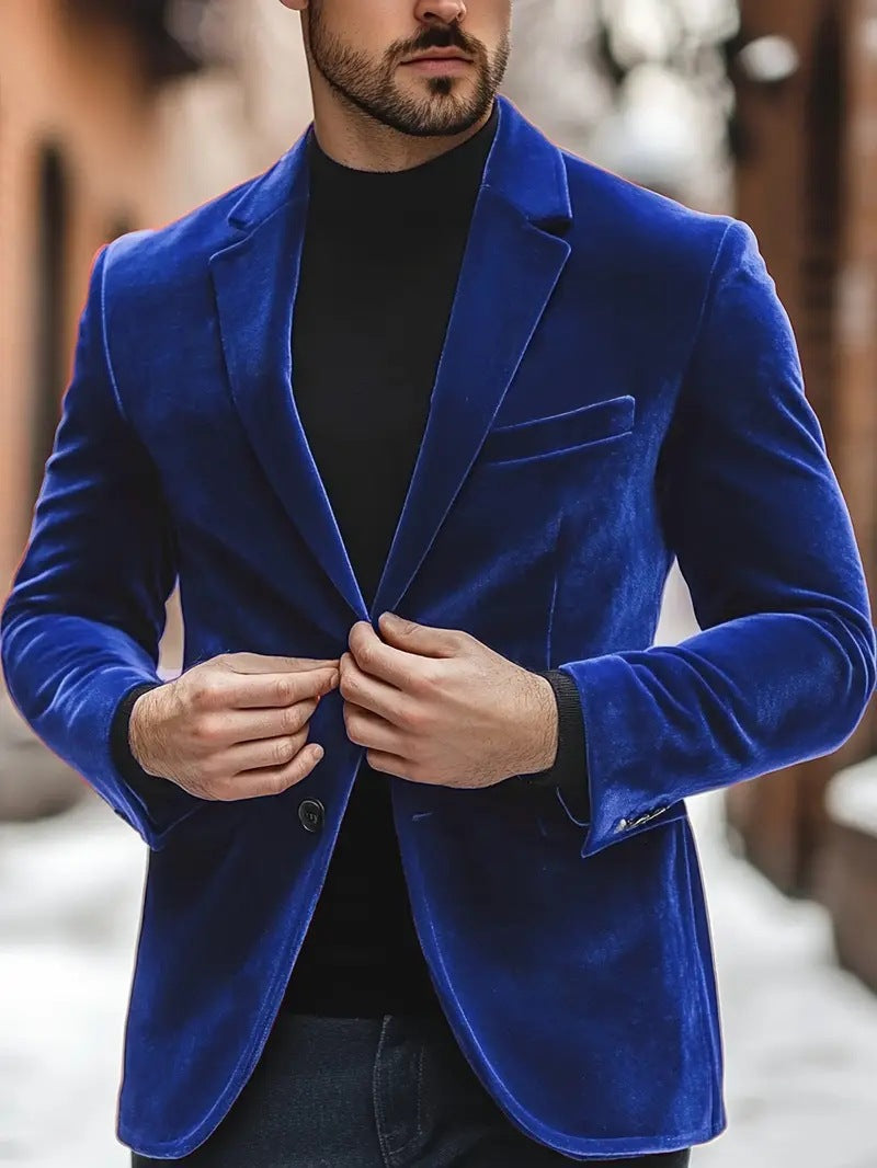 Velvet Blazer for Men – Slim-fit Wedding Suit for Stylish Occasions