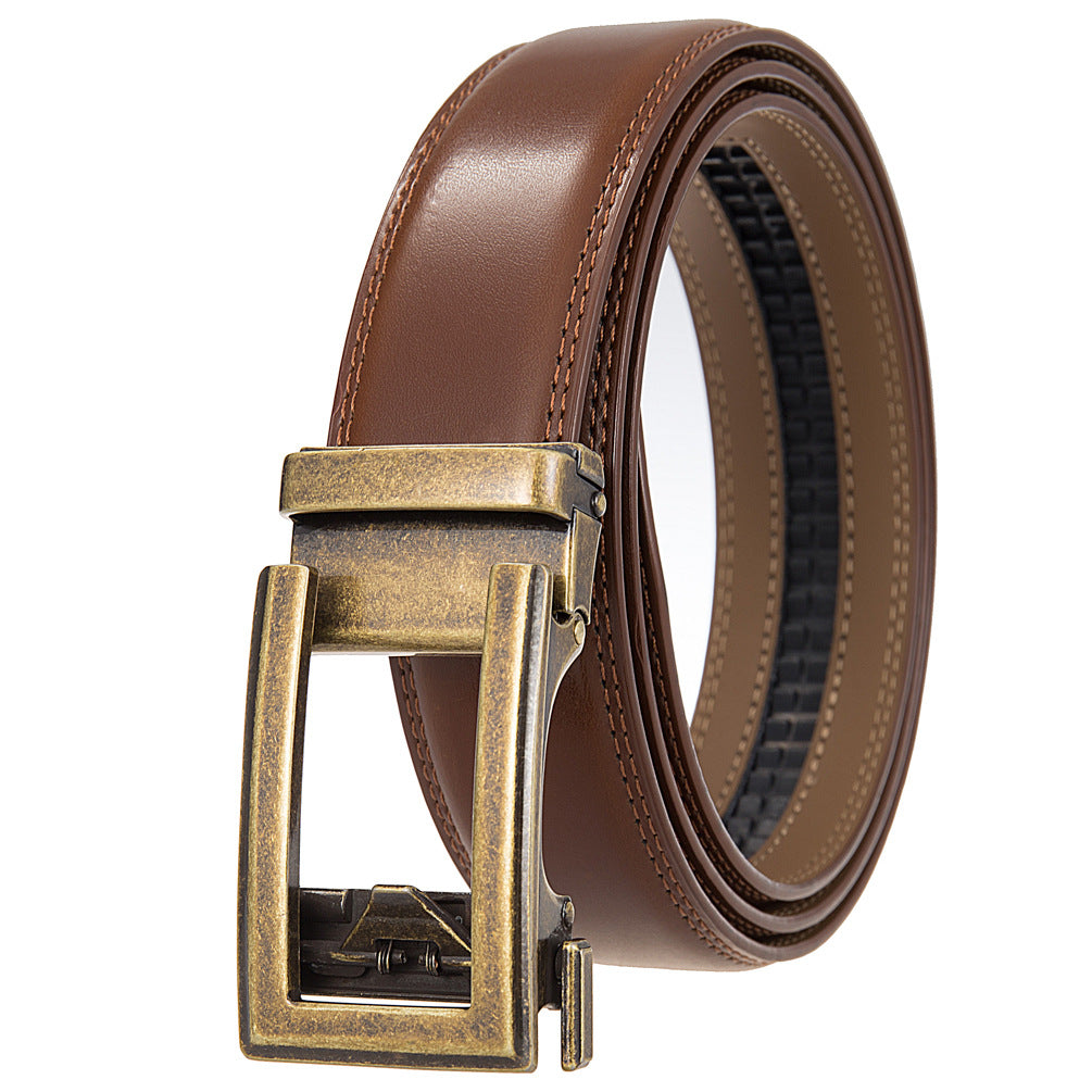 Antique Cowhide Leather Belt for Men - Casual Business Comfort Click Belt
