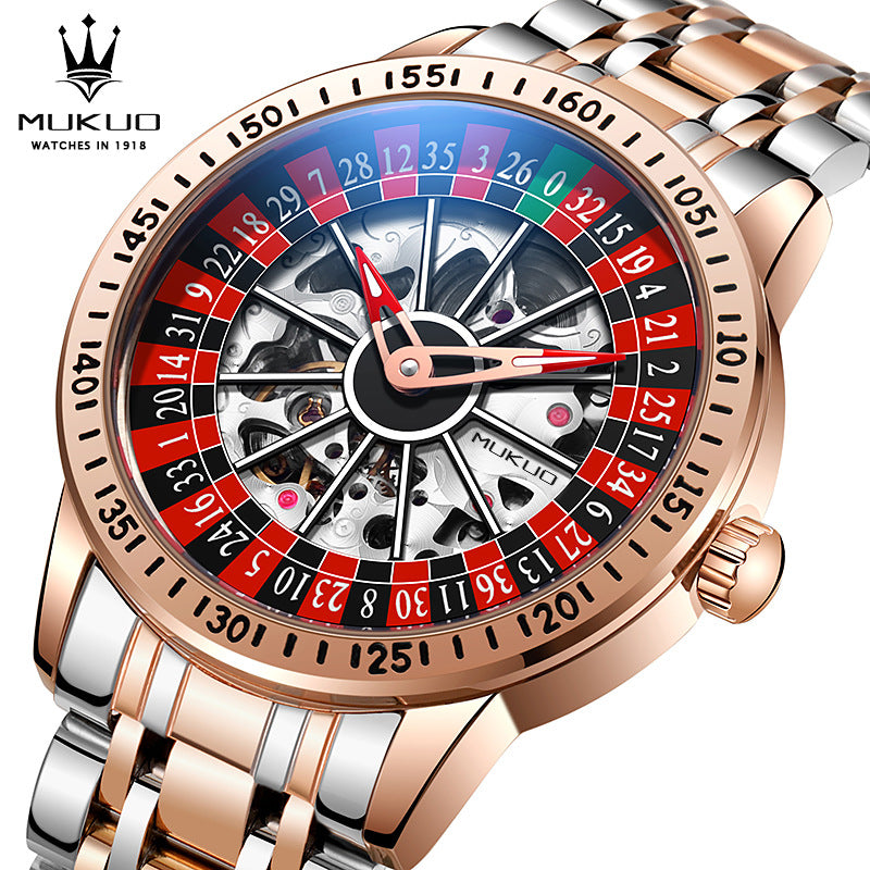 MUKUO Wooden Wide Gamble Plate Men's Fully Automatic Mechanical Watch - Neon North Clothing