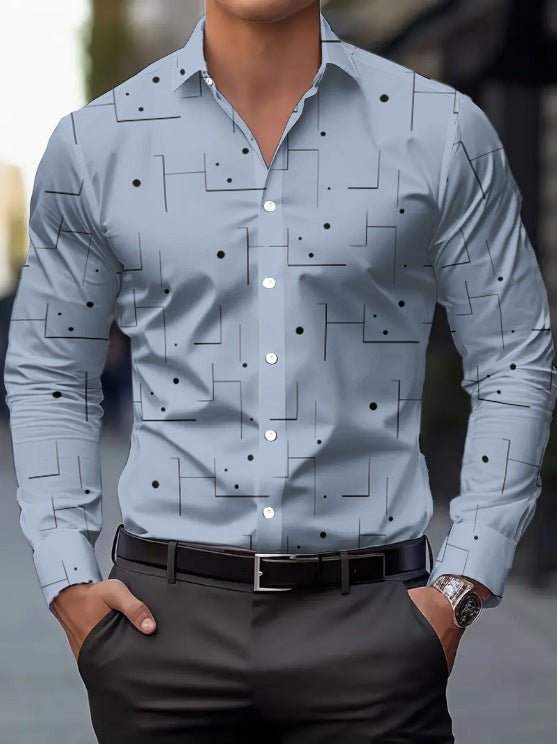 Mens Breathable Slim Fit Shirt - Casual Irregular Pattern Design