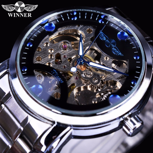 WINNER Blue Ocean Automatic Watch - Luxury Stainless Steel Men's Timepiece