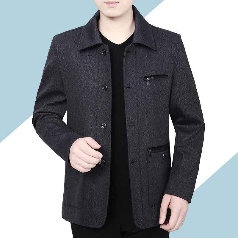 Men's Casual Loose Jacket with Thin Stand-Up Collar