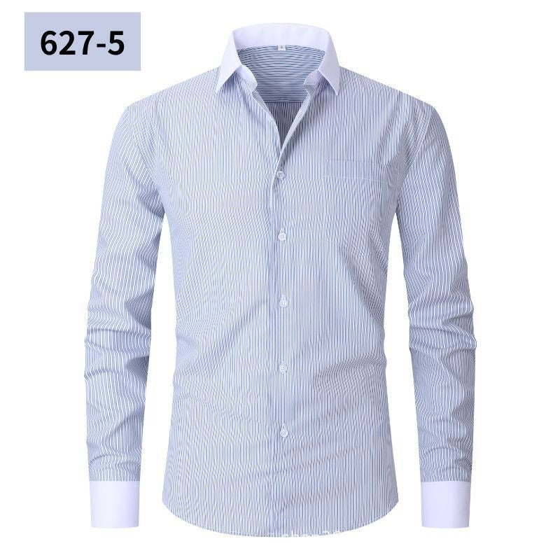 Mens Striped Iron Free Shirt - Plus Size Slim Fit Option