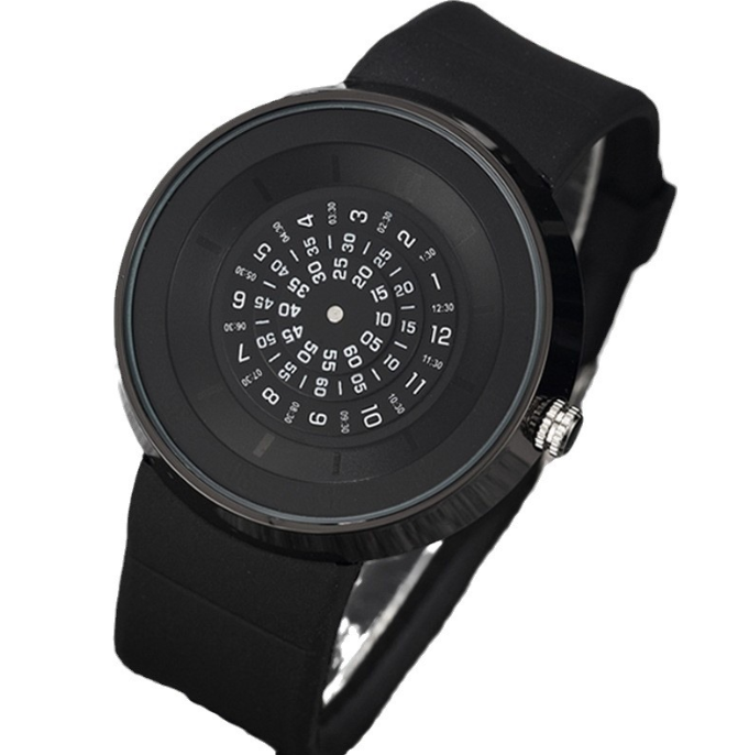 Unique Turntable Black Quartz Wristwatch Men - Neon North Clothing