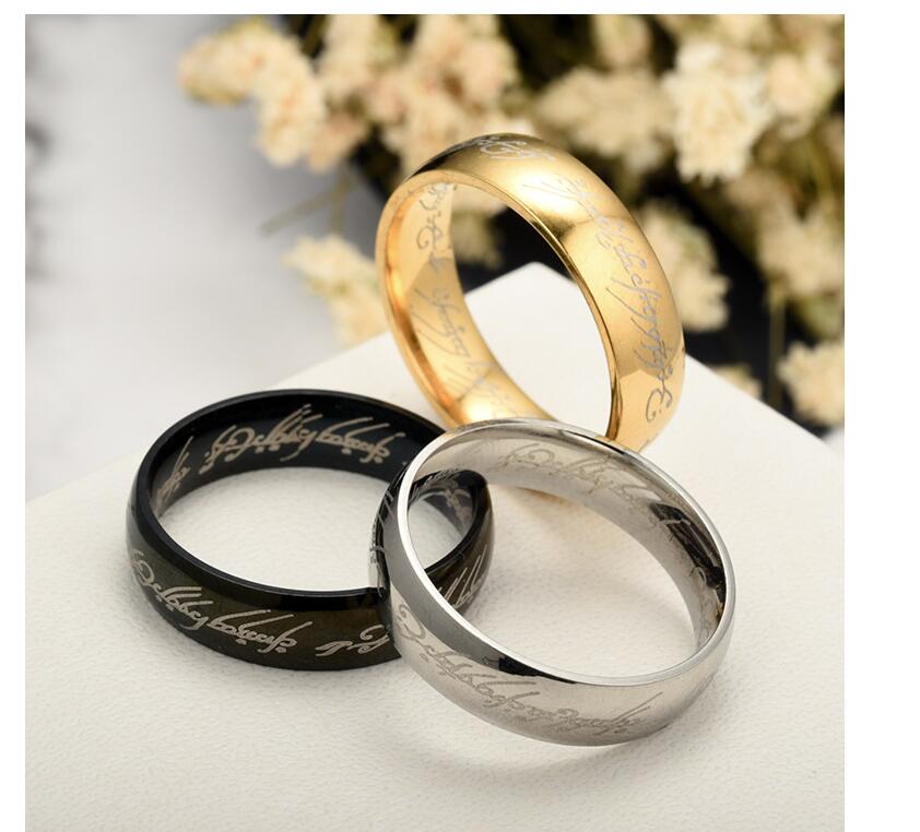 The Lord of One Ring Black Silver Gold Titanium Stainless Steel Ring - Neon North Clothing