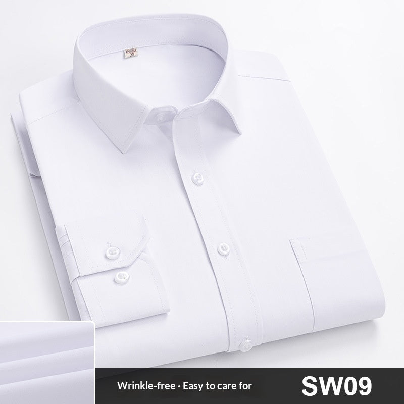 Mens Wrinkle-Free Blue-Striped Work Shirt for Effortless Style and Comfort