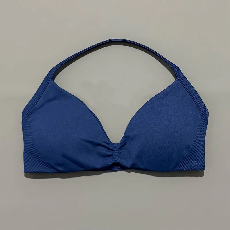 Strappy Backless Yoga Gym Bra with Push-up Removable Cups - Neon North Clothing