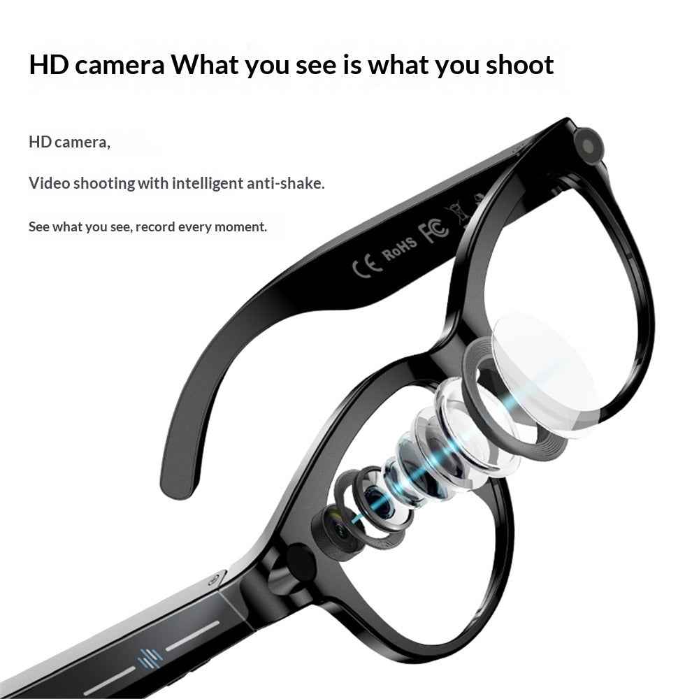 Smart Bluetooth Glasses with Bluetooth Calling, Photo and Video Recording, AI Translation, Recognition, and Music Playback